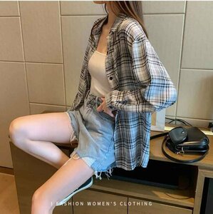 韓国風 レディース 日焼け止めシャツ 新しい夏 気質 ファッションシャツ M グレー