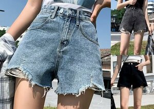  all 4 color Denim short pants show pansy bread high waist switch body type cover put on .. Denim [ large size equipped ] 4XL blue 