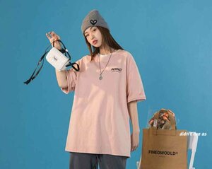 韓国風 レディース 半袖Tシャツ 新しい夏 カジュアル ファッション半袖Tシャツ S ピンク