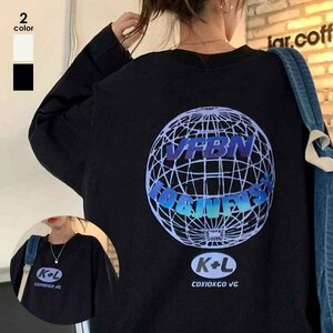 Tシャツ レディース 長袖 韓国 M ブラック