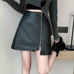  miniskirt asimeto Lee lovely short skirt simple [ large size equipped ] S black 