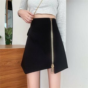  miniskirt tight skirt asimeto Lee [ large size equipped ] S black 