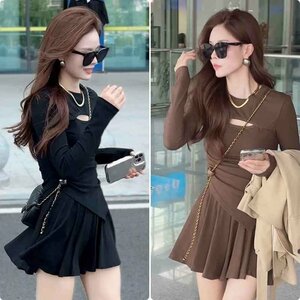  minivan pi оборка casual одноцветный casual осень-зима симпатичный L Brown 