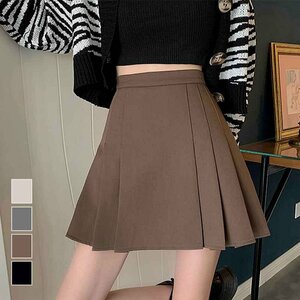  pleated skirt lady's miniskirt S gray 