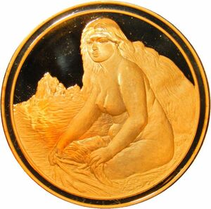 212 画家 ルノワール パリ造幣局 限定版 印象派展100周年 1881年作 ブロンドの浴女 彫刻 純金張り 24KT ゴールド 純銀製 アートメダル