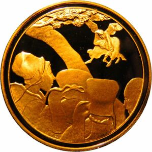 2 画家ゴーギャン パリ造幣局 限定版 印象派100周年 1888年 天使とヤコブの闘い 彫刻 純金張り 24KT ゴールド 純銀製 アート メダル コイン