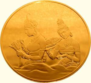 12 送料無料 仏教美術の至宝 スリランカ シンハラ王朝 世界遺産 貴婦人画像 24KT 純金張り 銅製 限定版 コレクション メダル 記章 コイン