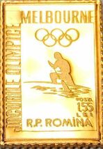 9 オリンピック オーストラリア メルボルン カヌー競技 国際郵便 限定版 純金張り 24KT ゴールド 純銀製 アート メダル 切手 コレクション_画像1