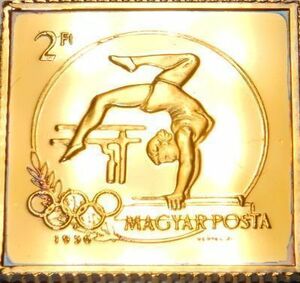 07 history fee Olympic Australia meruborun gymnastics contest stamp collection international mail limitation version original gold trim 24KT Gold original silver made art medal 