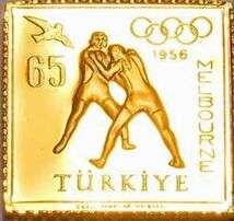 2 メルボルン オリンピック オーストラリア レスリング 切手コレクション 国際郵便 限定版 純金張り 24KT 純銀製 メダル コイン プレート_画像1