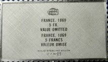 024 日本郵趣 協会 純銀製 エラー切手 フランス 希少切手 シリーズ 1869年 明治2年 皇帝 ナポレオン 5フラン メダル スターリングシルバー_画像2