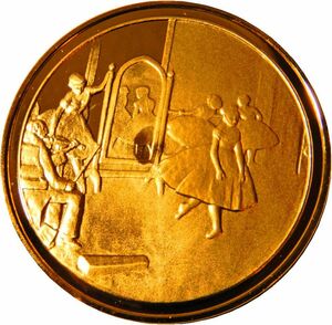 3 エドガー ドガ 名画 パリ造幣局 限定版 印象派展100周年 1871年 ダンスレッスン 純金張り 24KT ゴールド 純銀製 メダル コイン プレート