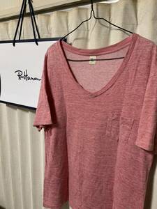 Ron Herman California ロンハーマン カリフォルニア リネンポケット Tシャツ ヴィンテージ 風合い抜群 サイズL ピンク
