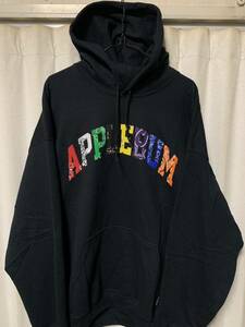 APPLEBUM Bandanna Logo Sweat Parka サイズXL アップルバム バンダナ アーチロゴ BLACK プルオーバーパーカー