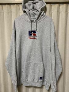 Hotter Than Hell x Russell athletic hoodie 別注 Rロゴ 刺繍 プルオーバーパーカー ヴィンテージ サイズXL GRAY