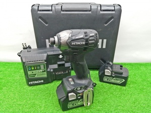 中古品 HITACHI 日立工機 18V コードレス インパクトドライバ 6.0Ahバッテリ×2付 黒 WH18DDL2 2LYPK(B)