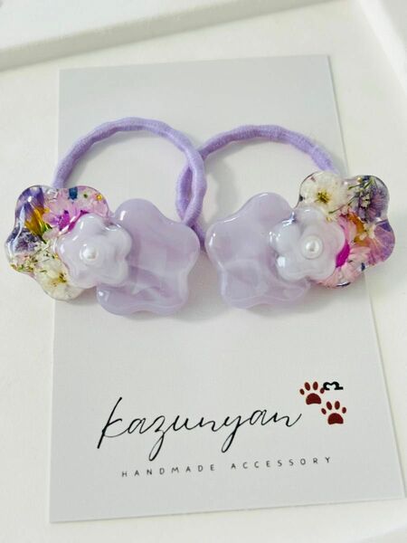 【ハンドメイド】淡花のミニヘアゴム