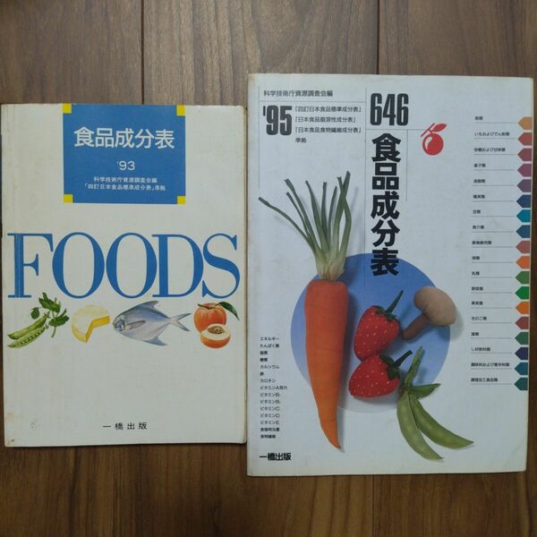 食品成分表 一橋出版 93年　95年 2冊 管理栄養士栄養学 カロリー計算