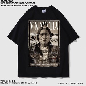 アメリカンレトロモヒカンインディアンチーフアバター半袖Tシャツハーフスリーブコットン