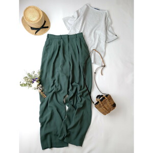 CLANEklane[ cotton plant .. usually put on . grade up .. for!] Basic tuck pants 2 green (3Y+9012)