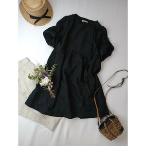  freak s store [ about good coming out feeling . woman ...]fkre Jaguar do puff sleeve ribbon Mini One-piece black black (50S+9910)