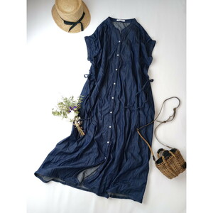 AMERICAN HOLIC american Hori k[ now day. cotton plant . is .... for!] cotton cotton do Lost Denim long One-piece feather woven L (50S+9765)