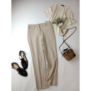 PLST plus te[ Basic color . long favorite is possible.] stretch tapered pants L beige (4Y+9982)