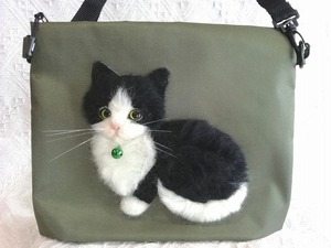  шерстяной войлок кошка кошка Chan сумка на плечо *sakoshu* сумка * большая сумка 