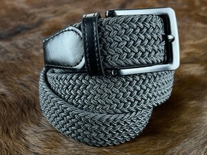  select exhibition *DT-575A. cotton X original leather. gray casual adult mesh belt elasticity eminent 