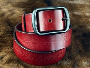  select exhibition *DT-155A original leather red tongue person g -ply thickness meat thickness futoshi leather belt one pushed . long cellar!