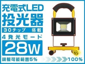 送料無料 高輝度 28W LED充電式投光器 PSEマーク 6000LM 四段発光 最大約16時間 ホワイト LED作業灯 1年保証 1個「WP-YST-PTGS-LED」