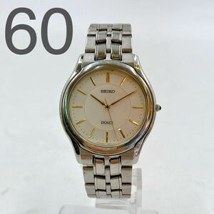 5AA009 SEIKO Seiko DOLCE Dolce wristwatch 8J41-6030 quarts hole ro ground shell silver Vintage collection 