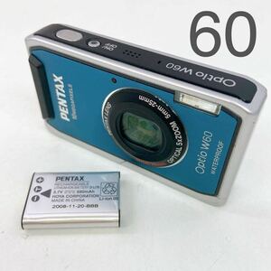 5AA059 PENTAX Optio W60 / WIDE 28mm OPTICAL 5x zoom 5mm-25mm コンパクト デジタルカメラ 中古 現状品 動作未確認