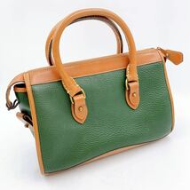 5AB062 ドゥーニー＆バーク DOONEY＆BOURKE レザー ハンドバッグ ミニボストンバッグ 鞄 バイカラー グリーン ブラウン 中古 現状品_画像2