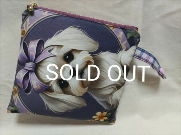 SOLD OUT　購入前に必ずコメント下さい(*^^*)お値段変更します。マルチーズちゃんの保温保冷ポーチ　ハンドメイド