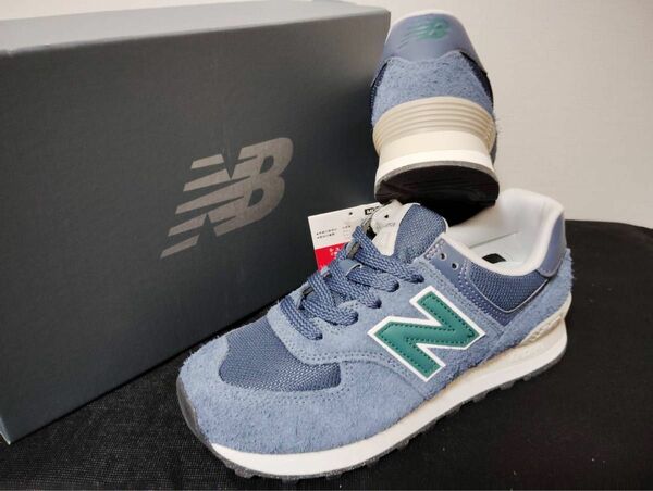 新品未使用品24cmニューバランス（newbalance）レディーススニーカーU574SNGネイビーグリーンML574好きにも