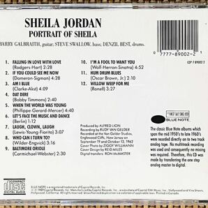 SHEILA JORDAN／PORTRAIT OF SHEILA／CAPITOL (BLUE NOTE) CDP 7 89002 2／カナダ盤CD／シーラ・ジョーダン／中古盤の画像2