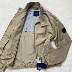  unused tag attaching / rare XXL!ji- stage nylon jacket g-stage blouson thin Logo badge floral print double Zip water-repellent . beige 2XL 52