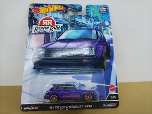 ■ HOTWHEELSホットウィール RONIN RUN 1/64 ’81 TOYOTA STARLET KP61 トヨタ・スターレット ミニカー