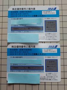 ANA　全日空　株主優待券　2枚セット　安心安全の現物送付（匿名ネコポス配送）