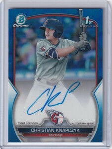 [150枚限定] MLBカード 2023 Bowman Draft Christian Knapczyk 1st Bowman Chrome Prospect Autograph Blue /150 Guardians