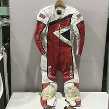 NANKAI/南海 レーシングスーツ 赤 白 革ツナギ Lサイズ 現状品_画像1