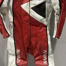 NANKAI/南海 レーシングスーツ 赤 白 革ツナギ Lサイズ 現状品_画像3