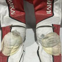 NANKAI/南海 レーシングスーツ 赤 白 革ツナギ Lサイズ 現状品_画像4