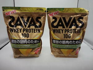 B0375 未開封品 健康食品 ザバス ホヘイ プロテイン 980g×2袋 バナナ風味 SAVAS WHEY PROTEIN 100 賞味期限2025年6月 賞味期限2025年8月