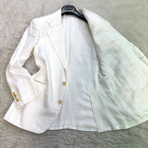  Ralph Lauren [..!linen100%] POLO RALPH LAUREN tailored jacket T175 L size white color flax spring summer oriented clean feeling *