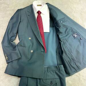  редкий XL размер! Burberry [ первоклассный Vintage!] BURBERRY двубортный костюм выставить 180 A7 размер Logo metal кнопка зеленый зеленый цвет 