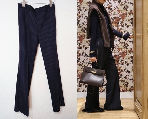 MUSE de Deuxieme classe ミューズ ドゥーズィエムクラス Col Pierrot コルピエロ CANONICO サイドラインセンタープレスパンツ 34 TS