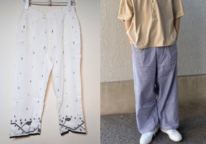 新品 定価4.2万 SEEALL シーオール 23SS BUGGY PANTS WITH COTTON LINING JAMDANI　ジャムダニ織 バギーパンツ ワイドパンツ44 SAU33 PT381