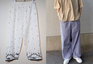 新品 定価4.2万 SEEALL シーオール 23SS BUGGY PANTS WITH COTTON LINING JAMDANI　ジャムダニ織 バギーパンツ ワイドパンツ46 SAU33 PT381